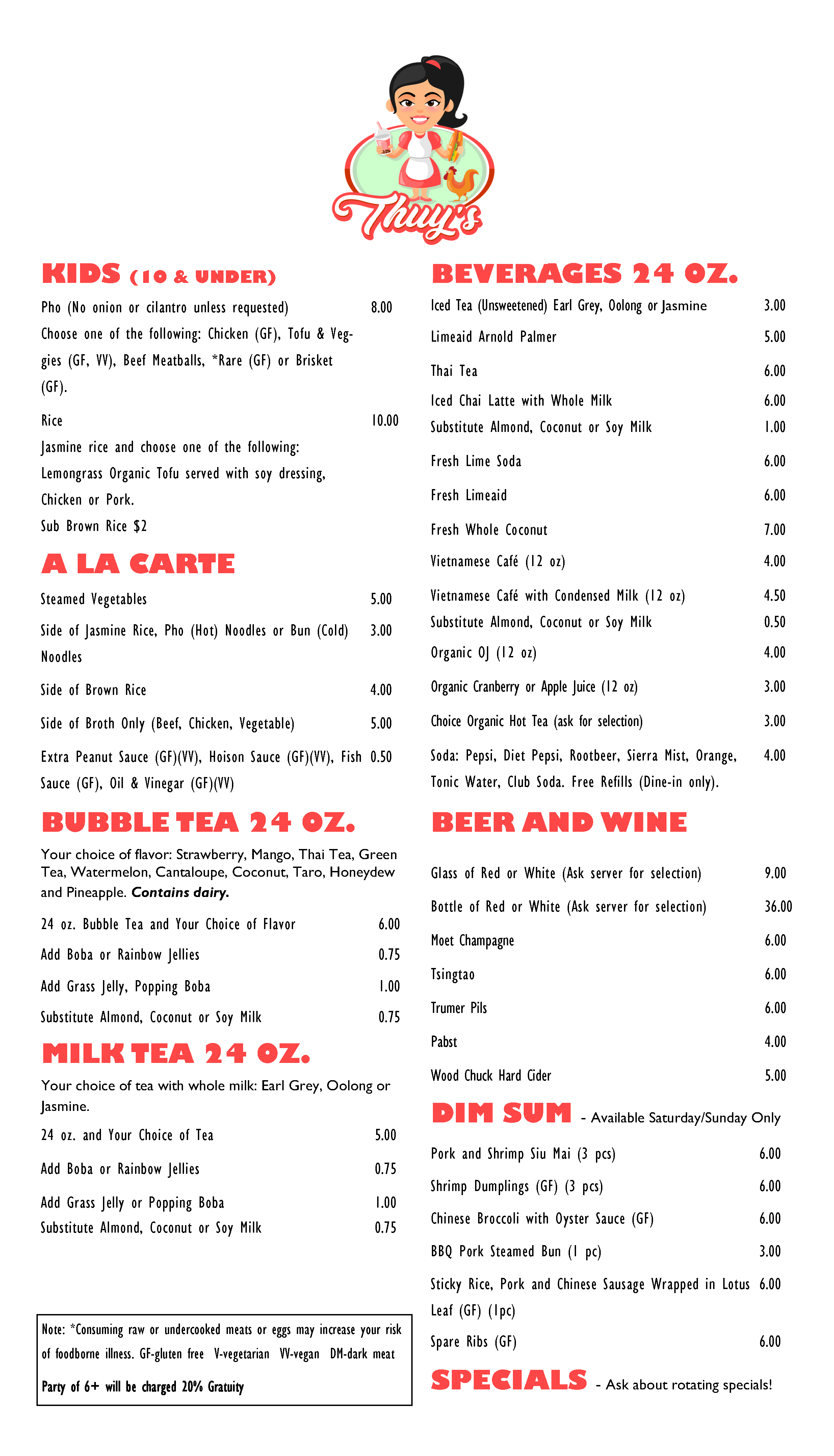Bainbridge Island Thuy’s Pho Noodle Restaurant Menu and Prices Bainbridge Island Thuy's Pho Noodle Restaurant Menu and Prices